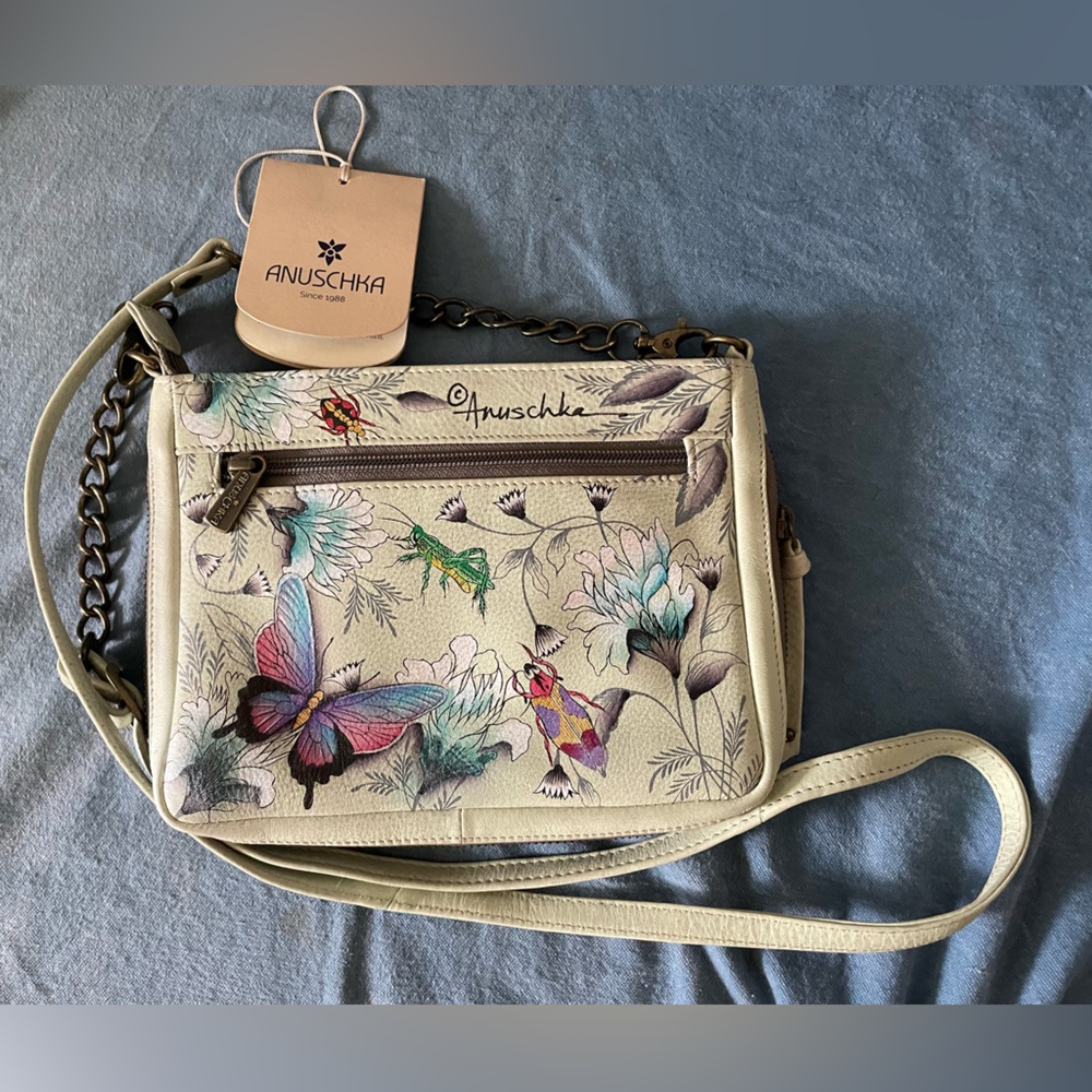 Anuschka Wonderous Wings Leather Crossbody, NWT